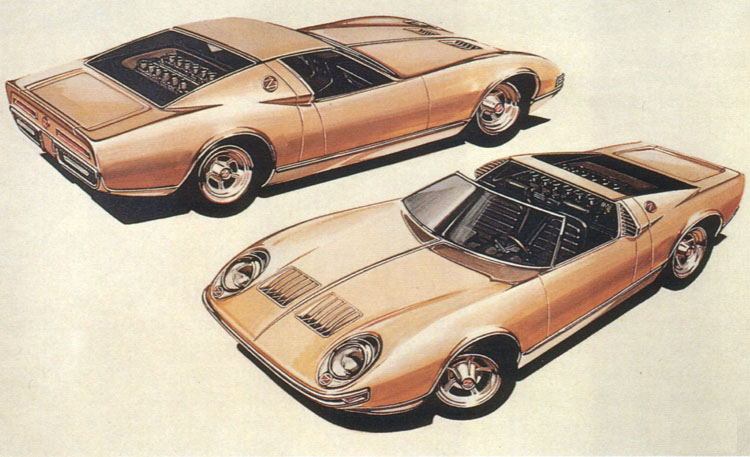 Lamborghini Miura Roadster (Bertone), 1968 - Design Sketch